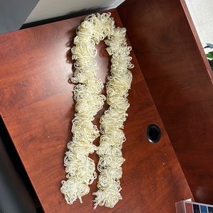 Hand made  Off white with gold trim sashay scarf